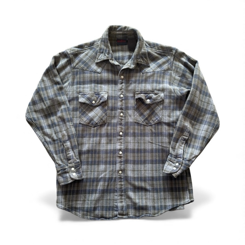 Vintage Dakota Flannel Shirt Mens Large Pearl Snap Heavyweight